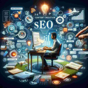 The image illustrating the integration of content creation and SEO has been created, showcasing the harmony between high-quality content and effective SEO strategies.
