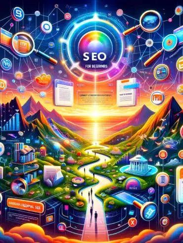 Here is an image that visually represents various foundational SEO guides, each section dedicated to a specific aspect of SEO, from beginner guides to more advanced techniques like keyword research, on-page optimization, and link building.