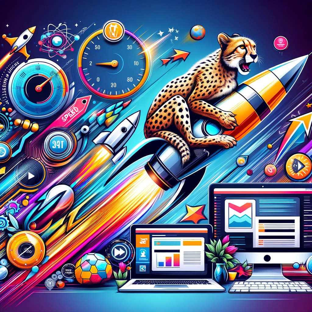 embodies the essence of making a website faster, incorporating universal symbols of speed and efficiency. This visual is designed to inspire and guide you on the path to optimizing your site's performance across any platform.
