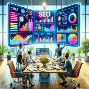 image for the bonus section on optimizing for SEO goals. It captures the collaborative spirit and strategic planning involved in achieving SEO success.